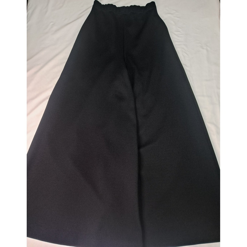 Sears Vtg Blk Ultra Wide Leg Pants 10 Hippie Whimsigoth Dark Academia Monochrome - Picture 2 of 14